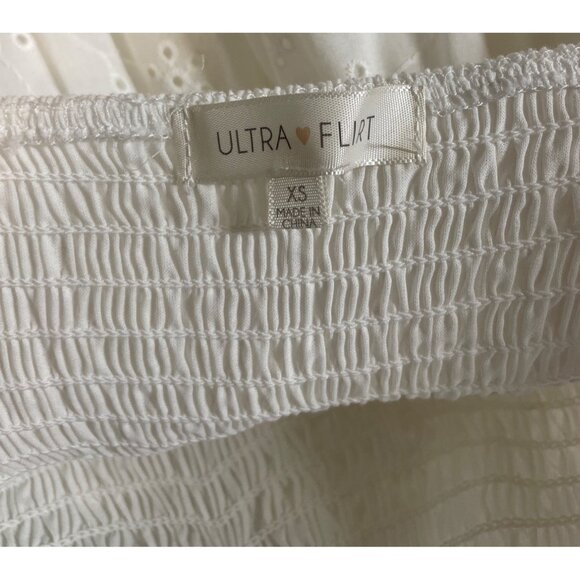 White Maxi Dress With Adjustable Straps & Smocked Bodice Ultra Flirt XS - Picture 9 of 11